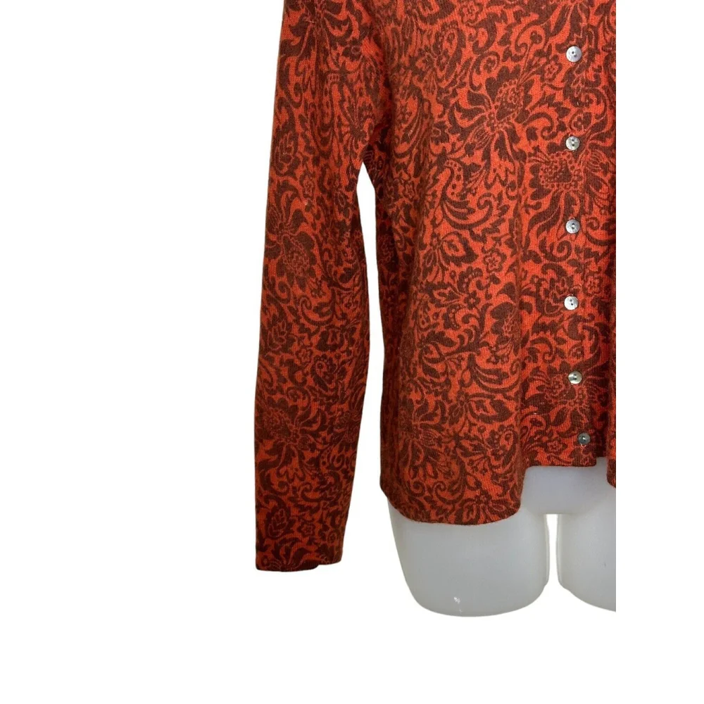 Vintage Jillian Jones Cardigan Sweater Womens Large Rust Brown‎ Paisley Buttons